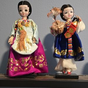 Traditional Korean Dolls in Vibrant Attire